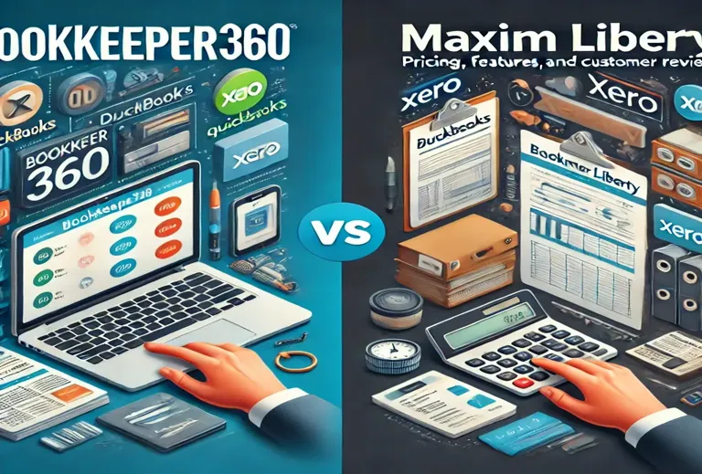 Comparison of Bookkeeper360 and Maxim Liberty bookkeeping services, including pricing, services, and support.