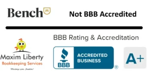 Comparison of BBB accreditation and ratings between Bench Accounting and Maxim Liberty Bookkeeping Services