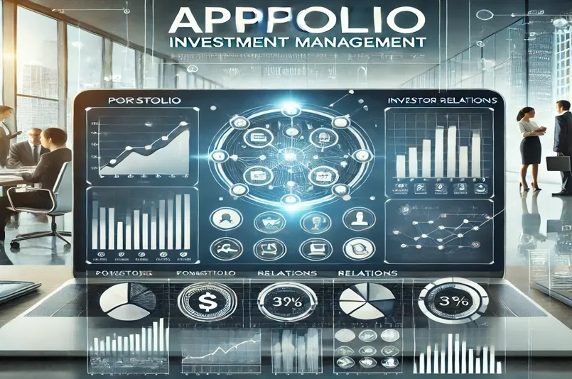 Digital dashboard showcasing AppFolio Investment Management tools with graphs and investor data.