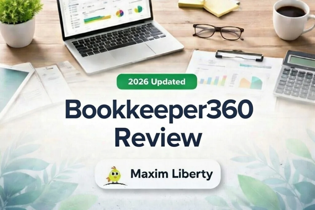 Comparison chart of Bookkeeper360 vs Maxim Liberty pricing and features, showing 85% savings and daily update advantages.
