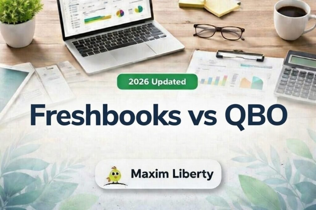 FreshBooks vs QuickBooks Online comparison highlighting client invoicing and double-entry accounting.