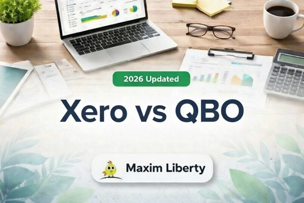 Side-by-side dashboard comparison of Xero vs QuickBooks Online cloud accounting software.